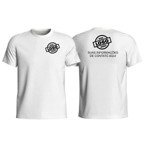 Camiseta Basica Plus Size Masculina 100% Algodão Fio 30.1 Branca - Personalizada