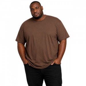 Camiseta Basica Plus Size Masculina 100% Algodão Fio 30.1 Marrom