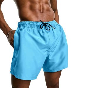 Short Tactel Liso Elastano Masculino Azul Bebe