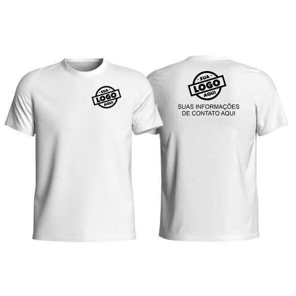 Camiseta Basica Plus Size Masculina 100% Algodão Fio 30.1 Branca - Personalizada