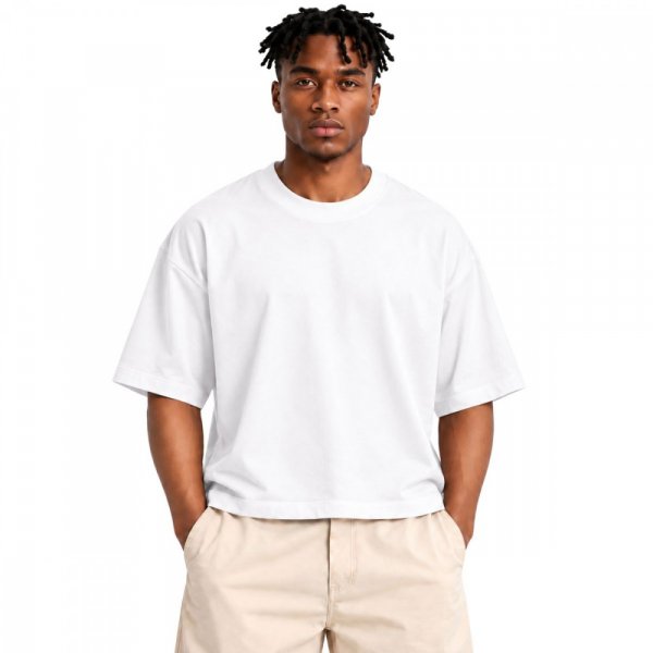 Camiseta Boxy Masculina 100% Algodão Branco
