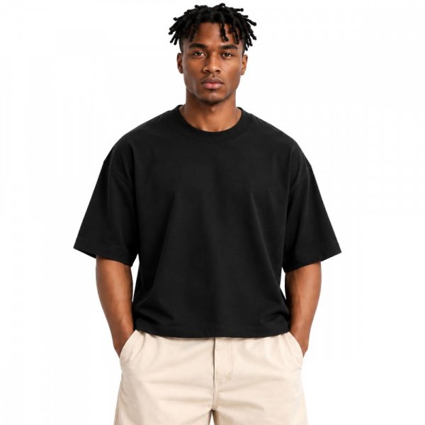 Camiseta Boxy Masculina 100% Algodão Preto