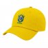 Boné Aba Curva Fita 6 Paineis Sarja De Algodão Amarelo Bordado Escudo Brasil