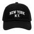 Boné Aba Curva Fita 6 Paineis Sarja De Algodão Preto Bordado New York