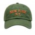 Boné Aba Curva Fita 6 Paineis Sarja De Algodão Verde Bordado New York