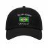 Boné Aba Curva Fita 6 Paineis Sarja De Algodão Preto Bordado Brasil Bandeira
