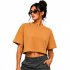 Camiseta Feminina Cropped 100% Algodão Bege