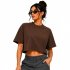 Camiseta Feminina Cropped 100% Algodão Marrom